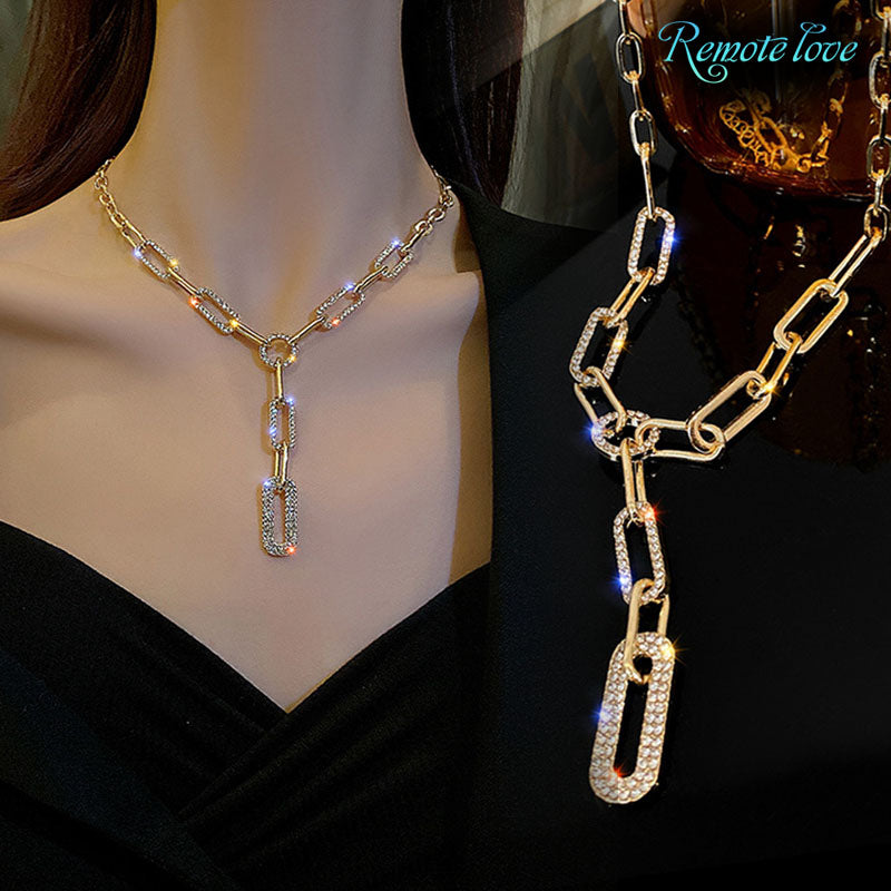1 Piece Fashion Women Necklace Quality Alloy Inlay Rhinestones Chain Tassels Clavicle Chain Best Birthday Gift N170