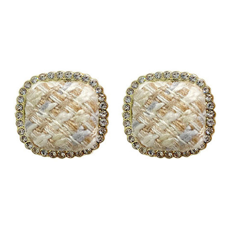 1 Pair Retro Lady Stud Earrings Quality Alloy Inlay Rhinestones Tetragonum Earrings Fashion Jewellery Best Birthday Gift E1154