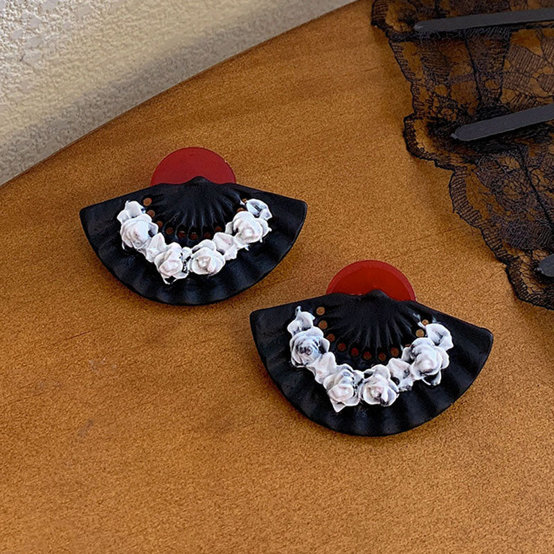 1 Pair Retro Women Stud Earrings Quality Acrylic Fan Shape Earrings New Jewellery Best Birthday Gift E1458