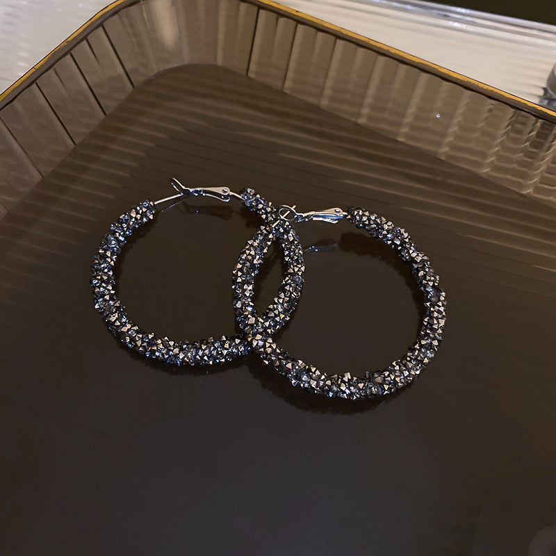 1 Pair Popular Women Hoop Earrings Quality Faux crystal Earrings Simple Jewellery Best Birthday Gift E1676