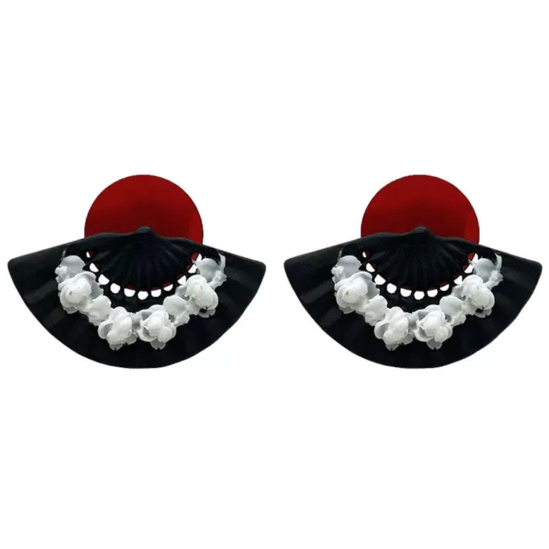 1 Pair Retro Women Stud Earrings Quality Acrylic Fan Shape Earrings New Jewellery Best Birthday Gift E1458