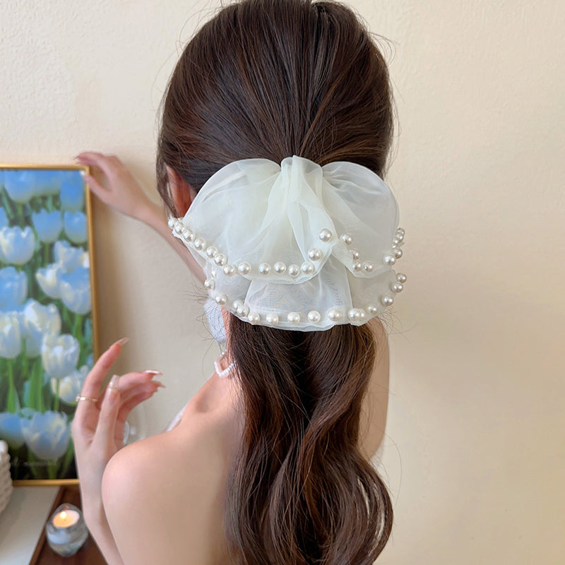 1Piece Elegant Fashion Women Hair Ring Pure Color Pearls High Quality Hair Rope Hair Accessories Gifts T1856