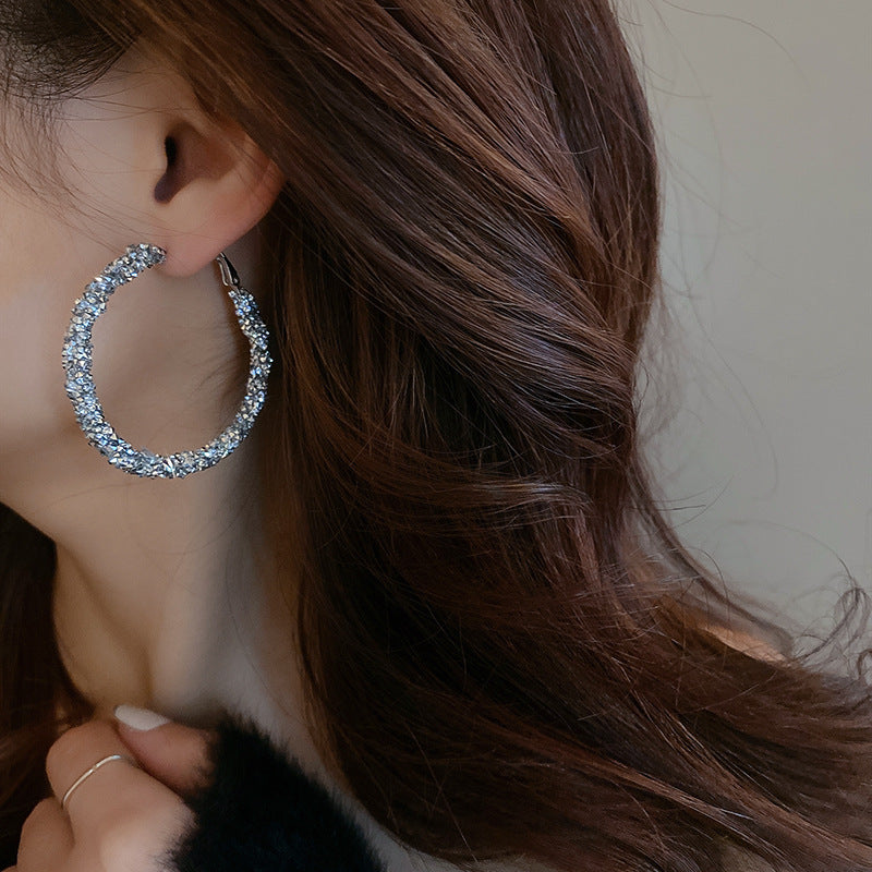 1 Pair Popular Women Hoop Earrings Quality Faux crystal Earrings Simple Jewellery Best Birthday Gift E1676