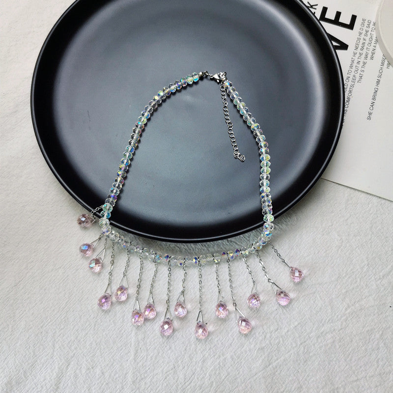 1 Piece Beautiful Women Crystal Tassels Necklace Elegant Fashion Necklace Quality Imitation Crystal Clavicle Chain Best Birthday Gift N169