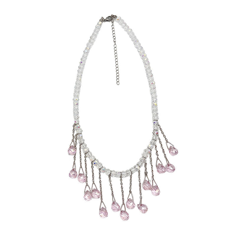 1 Piece Beautiful Women Crystal Tassels Necklace Elegant Fashion Necklace Quality Imitation Crystal Clavicle Chain Best Birthday Gift N169