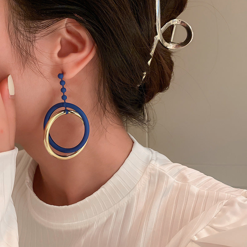 1 Pair Fashion Lady Earrings Quality Acrylic Round Drop Earrings Exaggerated Stud Earrings Best Birthday Gift E1414