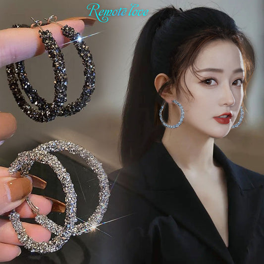 1 Pair Popular Women Hoop Earrings Quality Faux crystal Earrings Simple Jewellery Best Birthday Gift E1676
