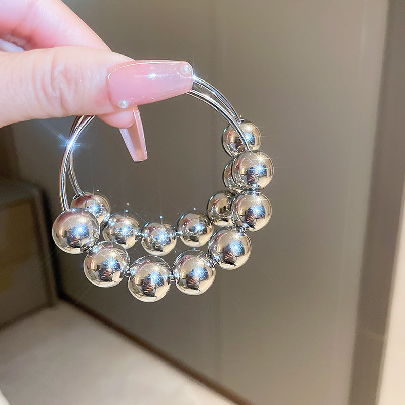 1 Pair Popular Women Hoop Earrings Quality Alloy Round Bead Earrings Simple Jewellery Best Birthday Gift E1624