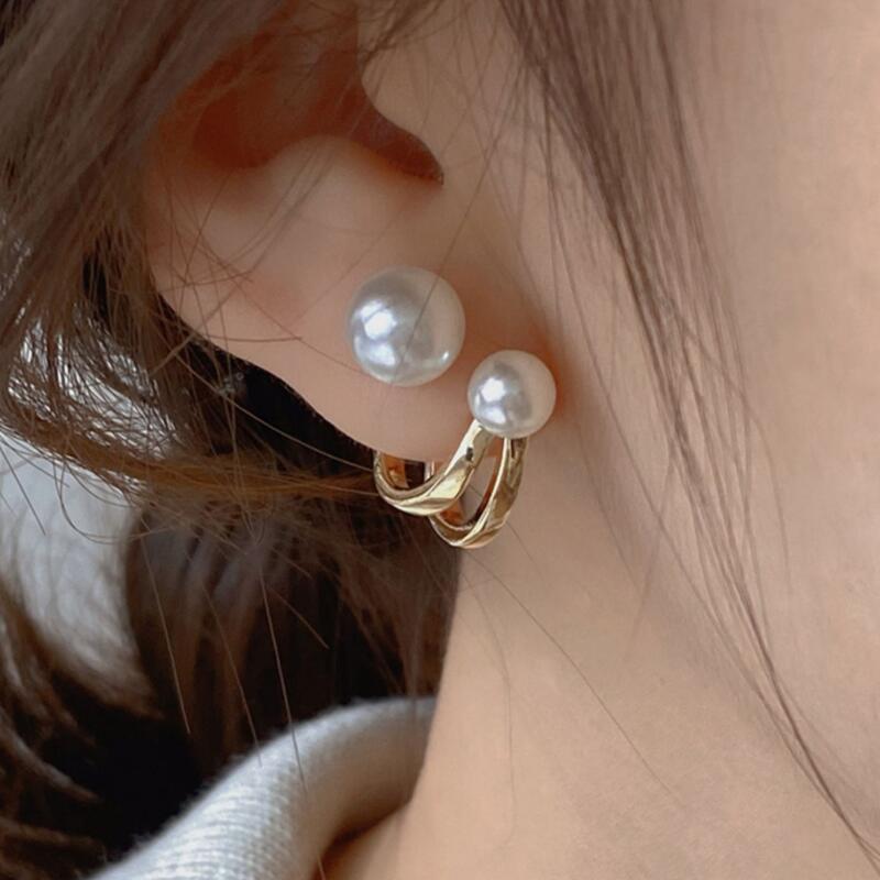 1 Pair Popular Women Stud Earrings Quality Alloy Faux pearl Earrings Elegant Jewellery Best Birthday Gift E1354