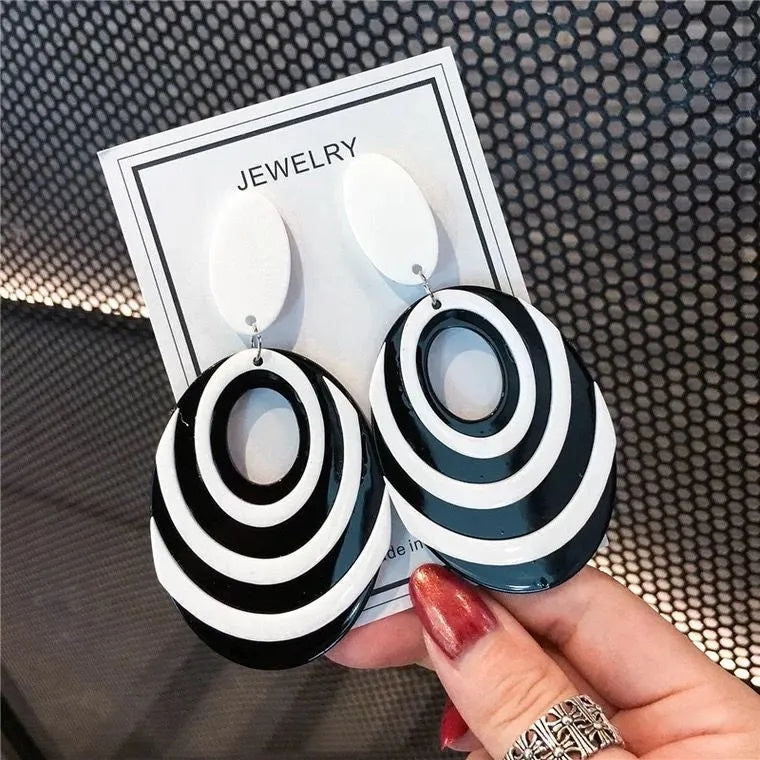 1 pair wonderful women drop earrings quality acrylic candy stripe stud earrings fashion jewellery best birthday gift E1348